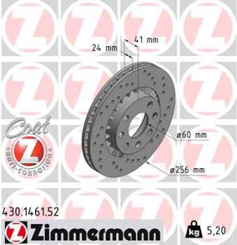 Zimmermann Sport Brake Disc for OPEL ASTRA F CC (T92) front