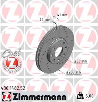 Zimmermann Sport Brake Disc for OPEL ASTRA G Cabriolet (T98) front