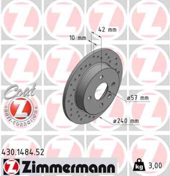Zimmermann Sport Brake Disc for OPEL ASTRA H GTC (A04) rear