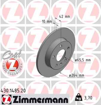 Zimmermann Brake Disc for OPEL ASTRA H (A04) rear
