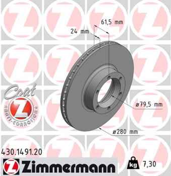 Zimmermann Brake Disc for OPEL MOVANO Kipper (X70) front