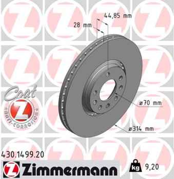 Zimmermann Brake Disc for OPEL VECTRA C (Z02) front