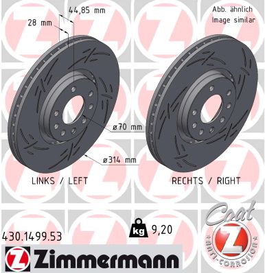 Zimmermann Sportbremsscheibe Black Z für SAAB 9-3 (YS3F, E79, D79, D75) vorne