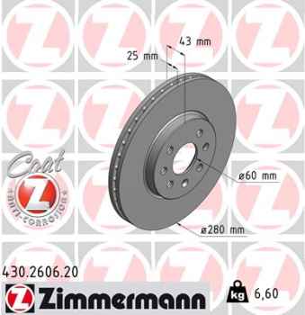 Zimmermann Brake Disc for OPEL ASTRA H Caravan (A04) front