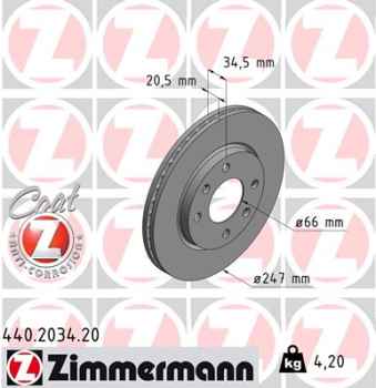 Zimmermann Brake Disc for CITROËN ZX (N2) front
