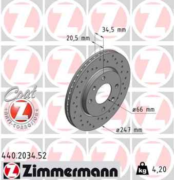 Zimmermann Sport Brake Disc for PEUGEOT 306 (7B, N3, N5) front