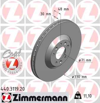 Zimmermann Brake Disc for CITROËN C5 III (RD_) front