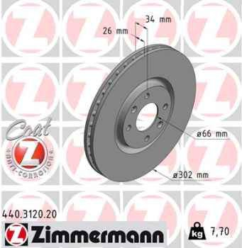 Zimmermann Brake Disc for PEUGEOT 5008 (0U_, 0E_) front