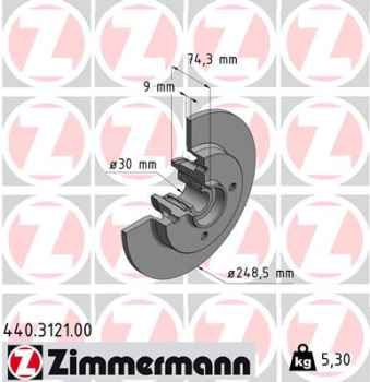 Zimmermann Brake Disc for PEUGEOT 308 CC (4B_) rear