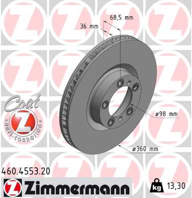 Zimmermann Bremsscheibe für AUDI E-TRON GT Stufenheck (F83) vorne links