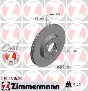 Zimmermann Brake Disc for NISSAN NOTE (E11, NE11) front