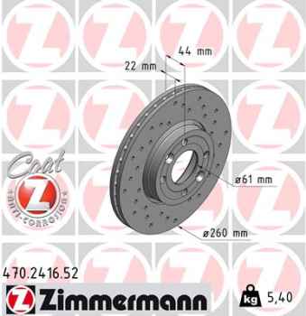 Zimmermann Sport Brake Disc for RENAULT THALIA II (LU1/2_) front