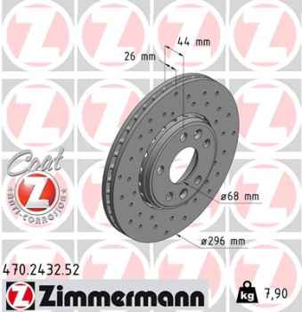 Zimmermann Sport Brake Disc for RENAULT MEGANE III Schrägheck (BZ0/1_) front
