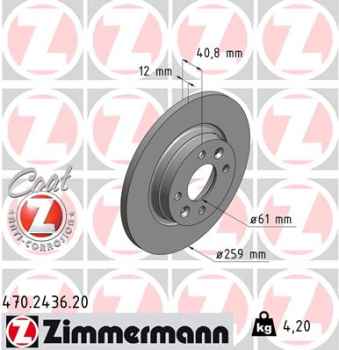 Zimmermann Brake Disc for SMART FORTWO Cabriolet (453) front