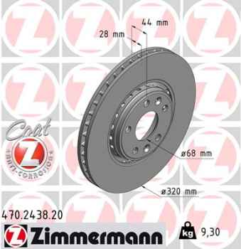 Zimmermann Brake Disc for RENAULT LAGUNA III Grandtour (KT0/1) front