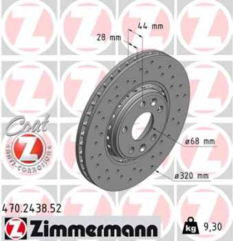 Zimmermann Sport Brake Disc for RENAULT ESPACE V (JR_) front