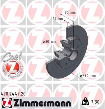 Zimmermann Brake Disc for RENAULT KANGOO / GRAND KANGOO II (KW0/1_) rear