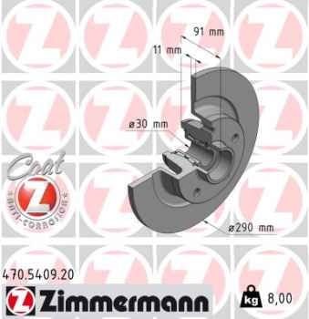 Zimmermann Brake Disc for RENAULT SCÉNIC IV (J9_) rear