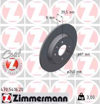 Zimmermann Brake Disc for RENAULT CLIO V (B7_) rear