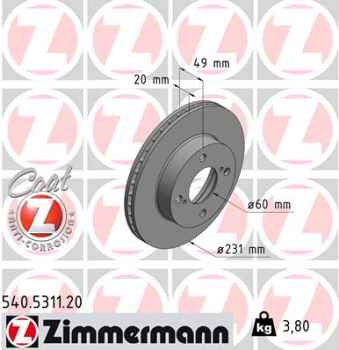 Zimmermann Bremsscheibe für SUZUKI CELERIO (LF) vorne