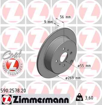 Zimmermann Brake Disc for TOYOTA PRIUS Stufenheck (_W1_) rear