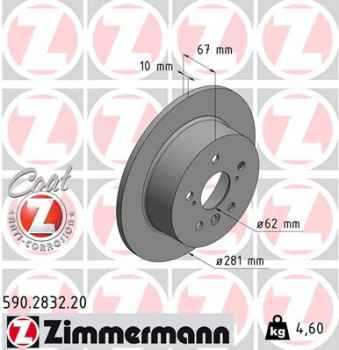 Zimmermann Brake Disc for LEXUS ES (_V6_) rear