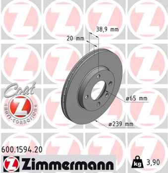 Zimmermann Brake Disc for AUDI COUPE (81, 85) front
