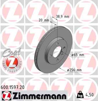 Zimmermann Brake Disc for VW PASSAT (3A2, 35I) front