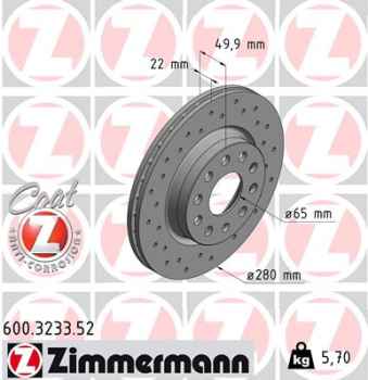 Zimmermann Sport Brake Disc for AUDI A3 (8P1) front