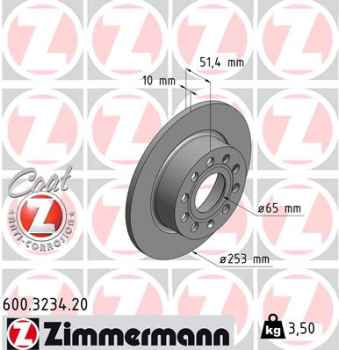 Zimmermann Brake Disc for SEAT ALTEA XL (5P5, 5P8) rear