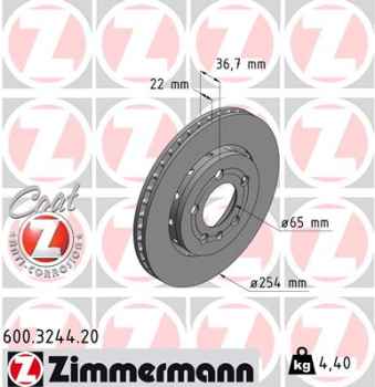 Zimmermann Brake Disc for VW POLO (6R1, 6C1) rear