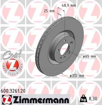 Zimmermann Bremsscheibe für VW POLO (AW1, BZ1) vorne