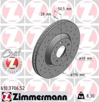 Zimmermann Sport Brake Disc for VOLVO S60 I (384) front