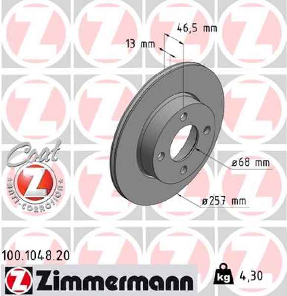 Zimmermann Brake Disc for AUDI 100 (C1) front