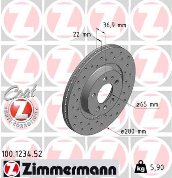 Zimmermann Sport Brake Disc for SEAT LEON (1M1) front