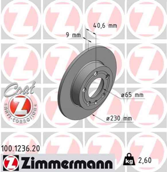 Zimmermann Brake Disc for SKODA FABIA I (6Y2) rear