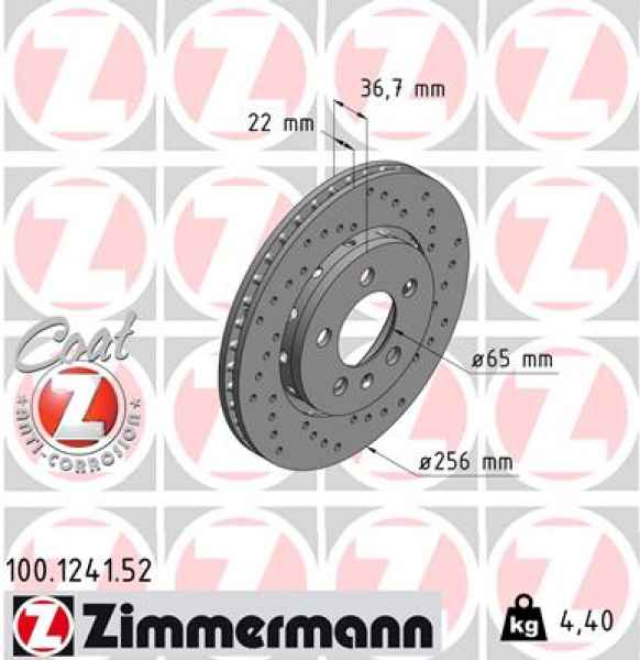 Zimmermann Sport Brake Disc for AUDI TT Roadster (8N9) rear