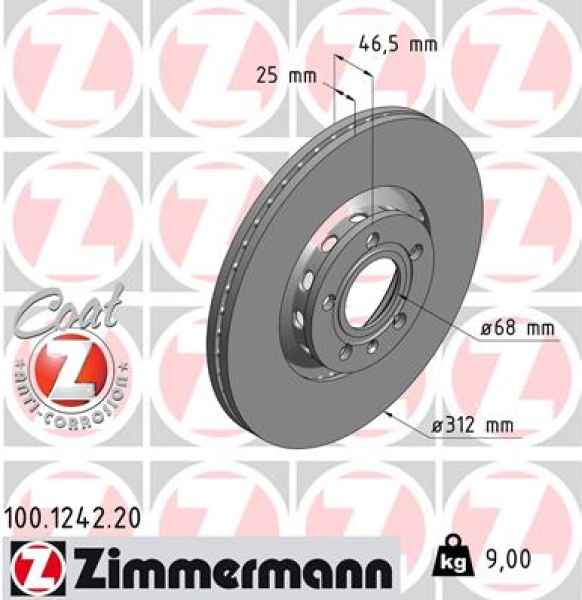 Zimmermann Brake Disc for SEAT EXEO ST (3R5) front