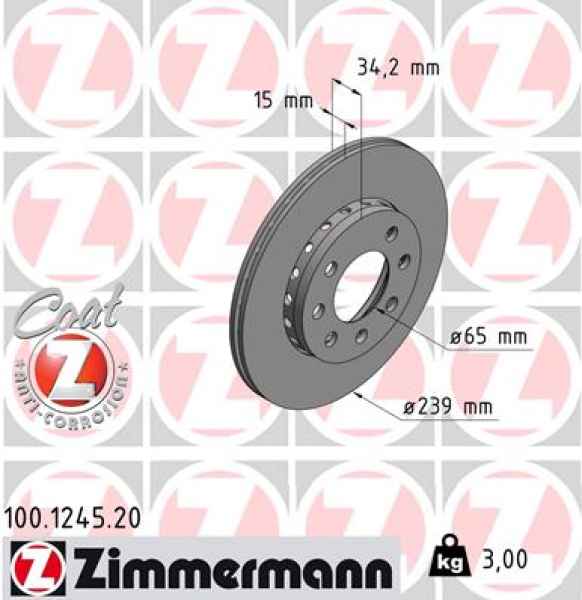 Zimmermann Brake Disc for VW LUPO (6X1, 6E1) front