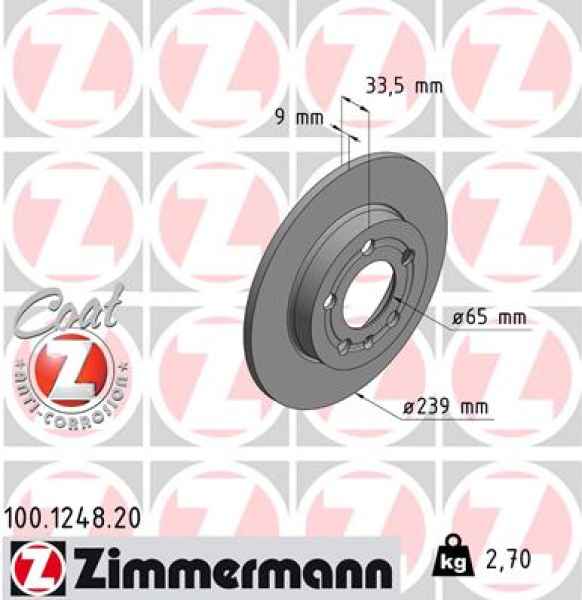 Zimmermann Brake Disc for AUDI TT Roadster (8N9) rear