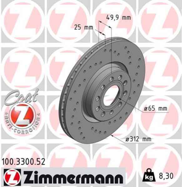 Zimmermann Sport Brake Disc for AUDI A3 Cabriolet (8V7, 8VE) front