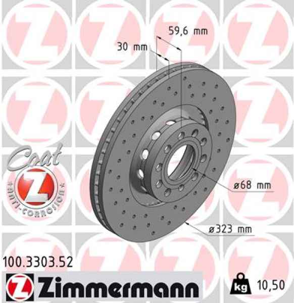 Zimmermann Sport Brake Disc for AUDI A6 (4A2, C4) front