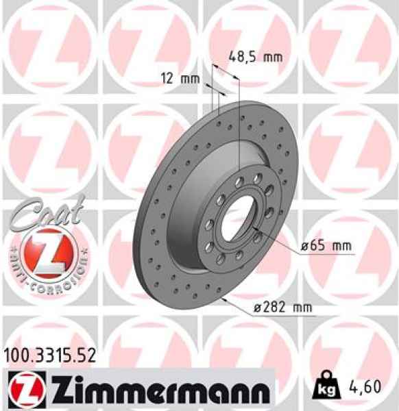 Zimmermann Sport Brake Disc for SKODA OCTAVIA II (1Z3) rear