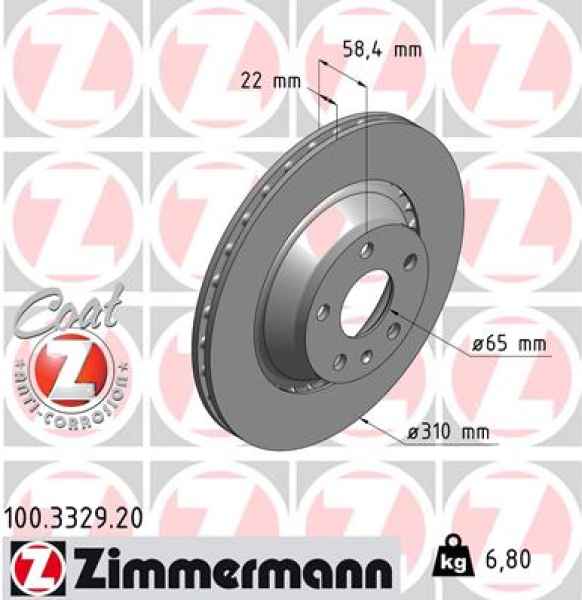 Zimmermann Brake Disc for AUDI TT (8J3) rear