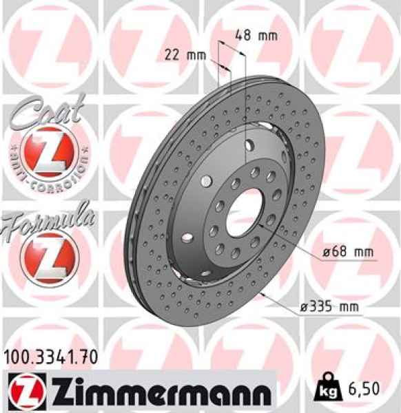 Zimmermann Bremsscheibe Formula Z für AUDI A6 Avant (4B5, C5) hinten links