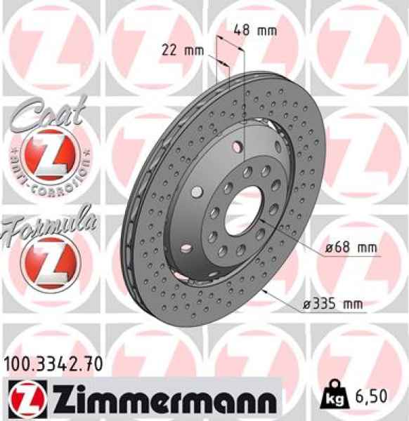 Zimmermann Bremsscheibe Formula Z für AUDI A6 Avant (4B5, C5) hinten rechts