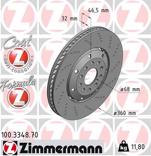 Zimmermann Bremsscheibe Formula Z für AUDI A4 Avant (8D5, B5) vorne rechts