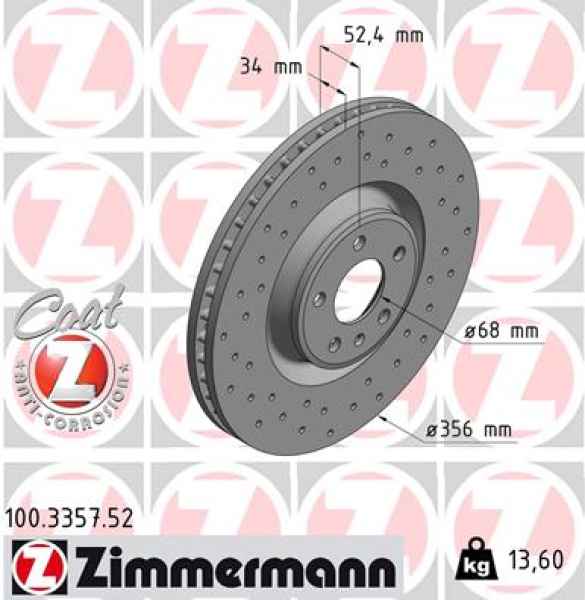 Zimmermann Sport Brake Disc for AUDI A6 Avant (4G5, 4GD, C7) front