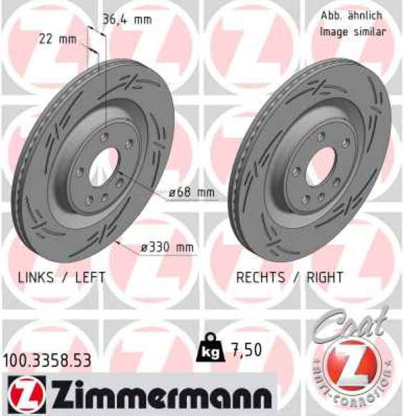 Zimmermann Sport Brake Disc for AUDI A6 (4G2, 4GC, C7) rear