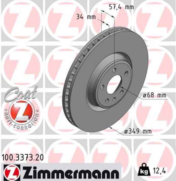 Zimmermann Brake Disc for AUDI A4 (8W2, B9) front